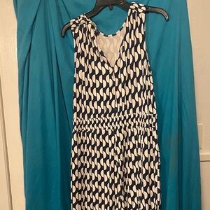 Lilly Pulitzer Navy and White Geometric Midi Dress